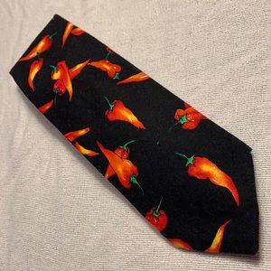 Ralph Marlin black, with red peppers tie.